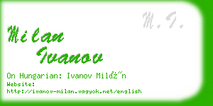 milan ivanov business card